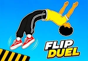 Flip Duel game artwork showing a colorful character flipping above the title