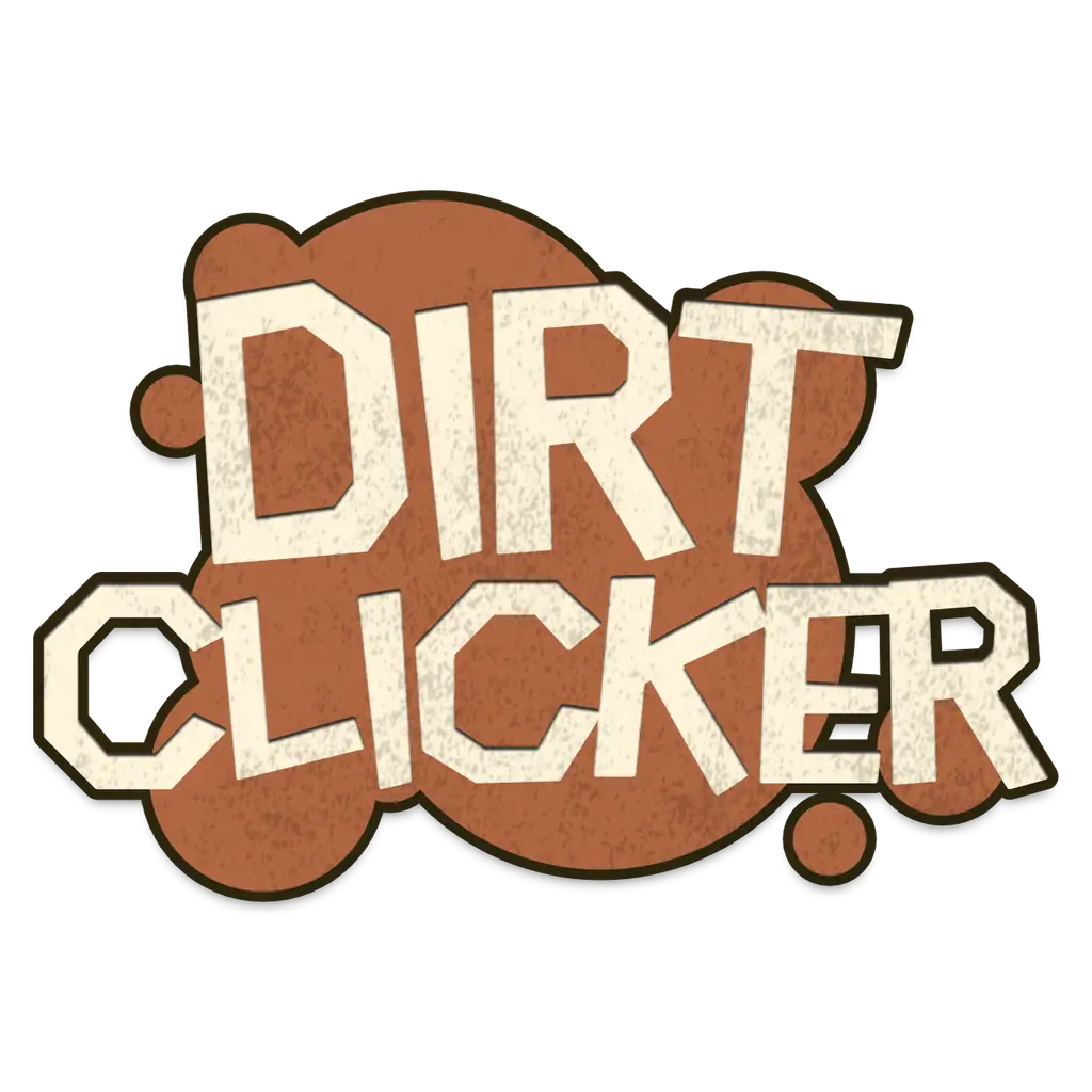 Dirt Clicker logo on a mining-themed background, used as a local example of an idle browser game